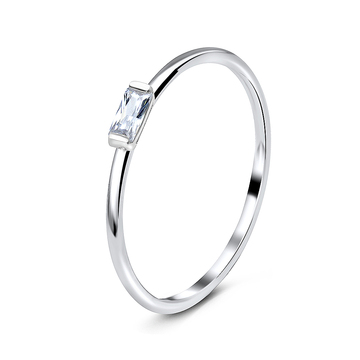 Minimal Styled Crystal CZ Silver Ring NSR-2802
